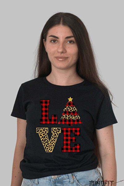 GILDAN Tricou De Craciun Love Cu Brad In Stil Animal Print Dama