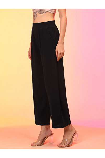 Globus By Styli Women Black Pleated Wide Leg Trousers