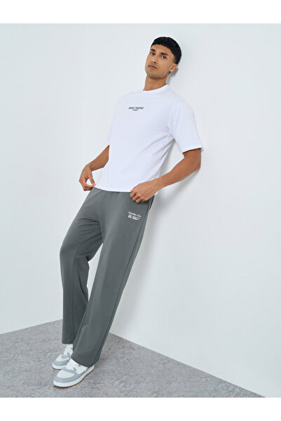 Styli Men Grey Plain Oversized Joggers