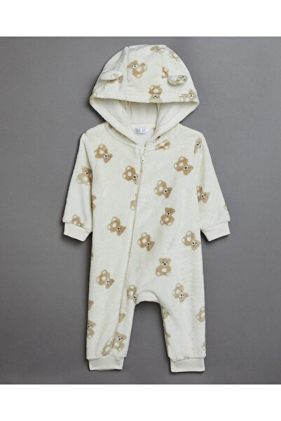 R&B بدلة نوم بغطاء رأس مطبوع للأولاد باللون البيج