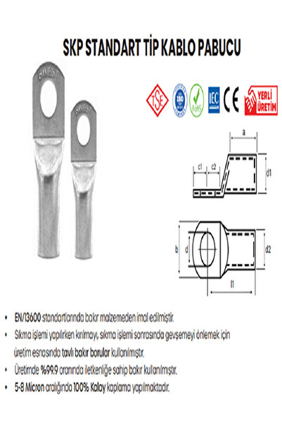Gwest 150 MM SKP STANDART TİP KABLO PABUCU M12 1 ADET