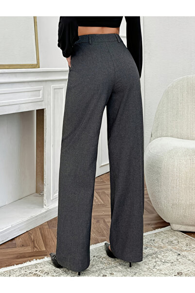 Take Two By Styli Grey Solid Straight Leg Trousers