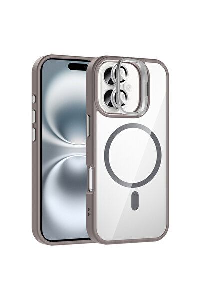 zore iPhone 17 Kılıf Standlı ve Kamera Lens Hediyeli M-Safe Şarj Özellikli SE...