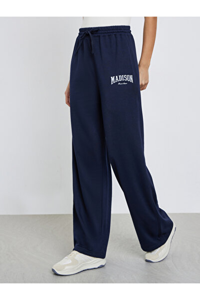 Styli Navy Blue Wide Leg Joggers