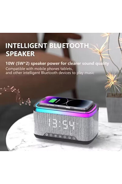 Mihai KP 559 3 in 1 Bluetooth speaker with wireless charger, clock and 10W LED lighting