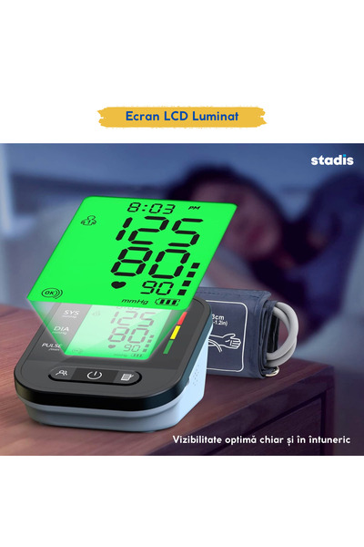 STADIS STADIS™ 30F Digital Upper Arm Blood Pressure Monitor, with Intelligent Pressurization, Backlit LCD Display + Accessories