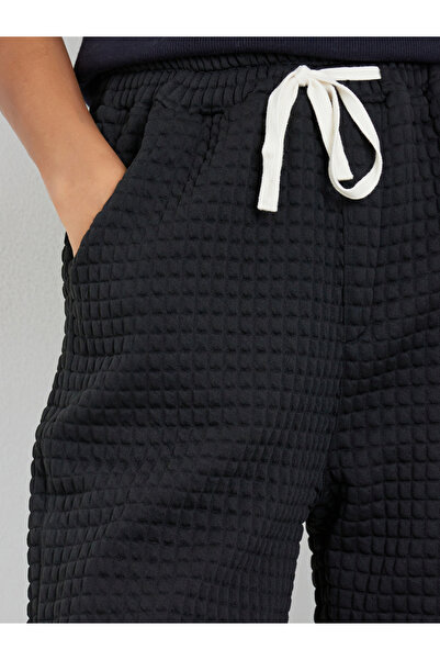 Styli Women Black Textured Loose Fit Cuffed Joggers