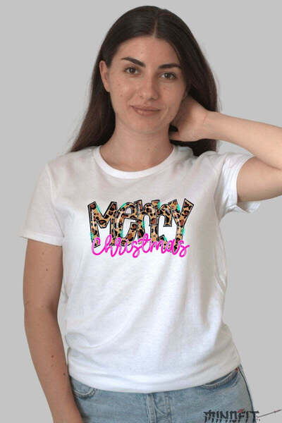 GILDAN Tricou De Craciun Merry Christmas Animal Print Dama