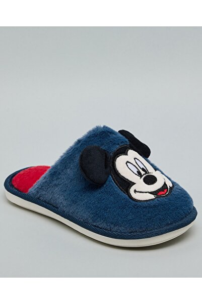 R&B Navy Blue Boy's Mickey Mouse Bedroom Slippers