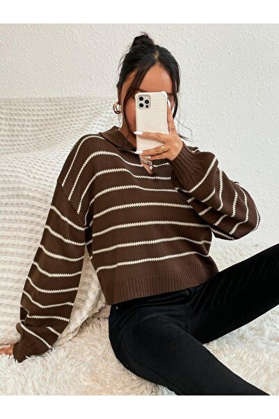 ATE ÖZGÜNEŞ TRİKO TEKSTİL WOMEN'S STRIPED KNITWEAR SWEATER