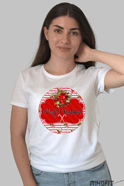GILDAN Tricou De Craciun Design Floral Merry Christmas Dama