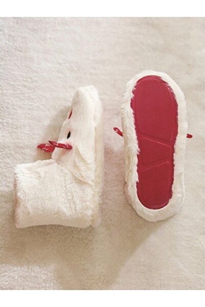 LC Waikiki Lcw Steps White Animal Figured Plush Women's Home Boots