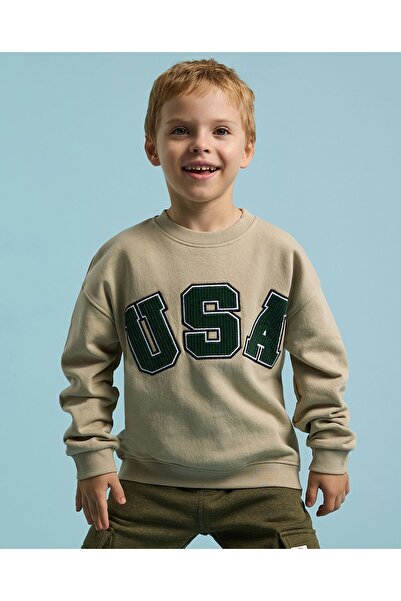 R&B سويت شيرت مزين برقبة دائرية وأكمام طويلة