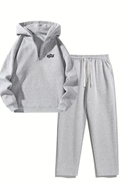 CLAYES Unisex Oversized Zippered Hooded Sweatpants Joger - Original Printed Sweatpants Set