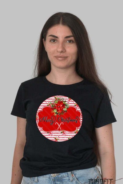 GILDAN Tricou De Craciun Design Floral Merry Christmas Dama