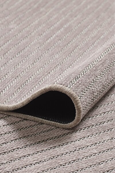 Badelya Home Bej Şönil Makinada Yıkanabilir Kaymaz Taban Saçaklı Pamuklu Halı...