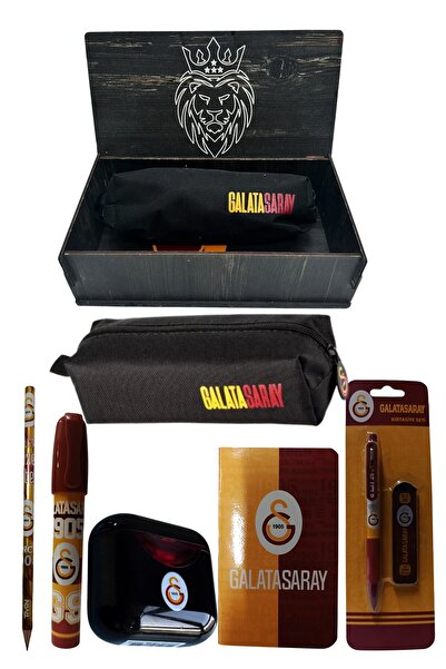 Galatasaray Original Licensed Black Air Pencil Sharpener Wooden Boxed Stationery Set of 6