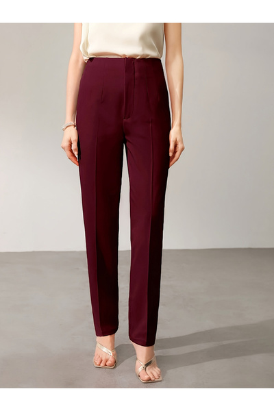 Take Two By Styli Burgundy Solid Skinny Pants