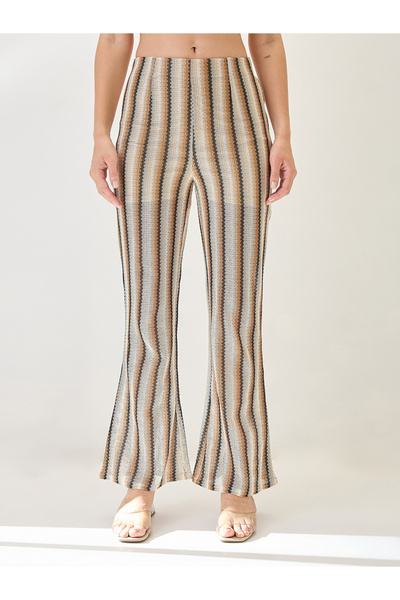 Globus By Styli Striped Crochet Bootcut Trousers