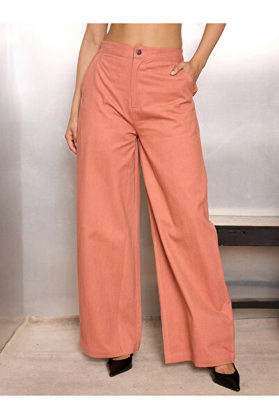 Sassafras By Styli Women Brown Solid Twill Wide Leg Pants