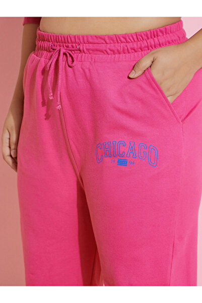 Sassafras By Styli Plus Size Pink Chicago Print Jogger