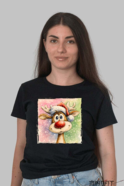 GILDAN Tricou De Craciun Renul Haios Cu Caciula Dama