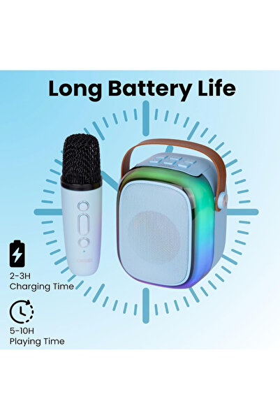 Mihai Bluetooth speaker with wireless microphone KP K01 with RGB lights and vocal effects