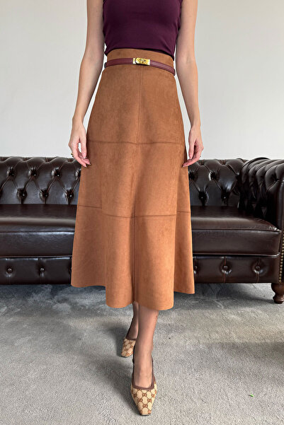 MAGARDE Fustă lungă din piele întoarsă - TABA