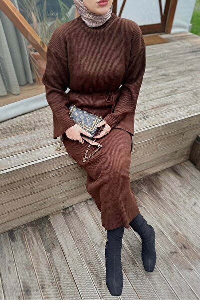 MY QILAM Γυναικείο πλεκτό φόρεμα με κορδόνια oversized με φαρδιά μανίκια (ταιριάζει σε μέγεθος S/M/L)