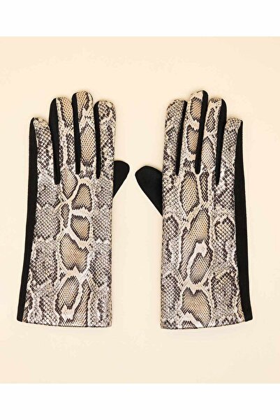 R&B قفازات نسائية مرصعة باللون البني