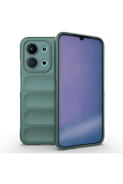 zore Redmi 15C 4g Case Senk Ethnic Silicone Cover with Flexible Tpu Hollowed Out Back Surface Design - Black