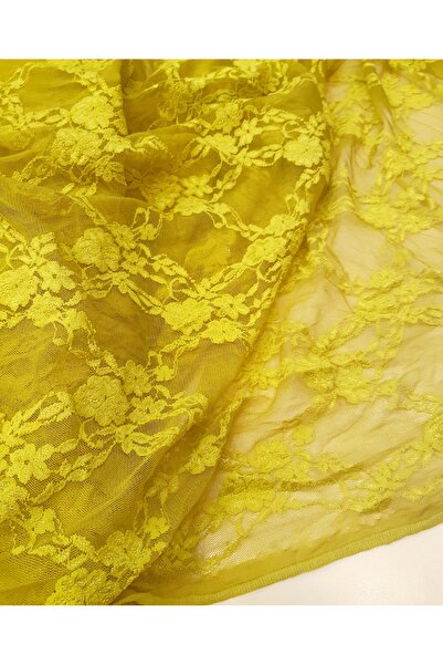 Safir Kumaş Likralı Yumuşacık Dantel Oksit Sarı Rengi 4 Metre
