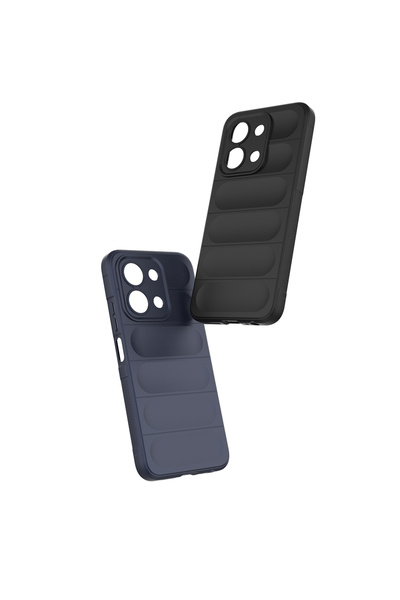 zore Redmi 15C 4g Case Senk Ethnic Silicone Cover with Flexible Tpu Hollowed Out Back Surface Design - Black