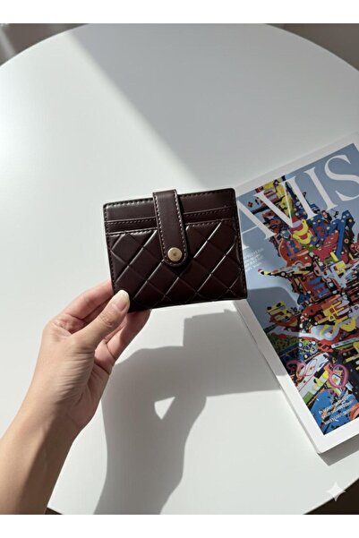 mirakuş Leather-Look Wallet Card Holder with Brown Buckle