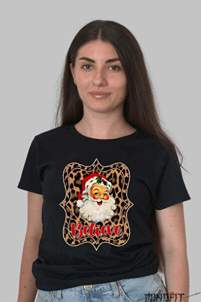 GILDAN Tricou De Craciun Santa Believe Leopard Frame Dama