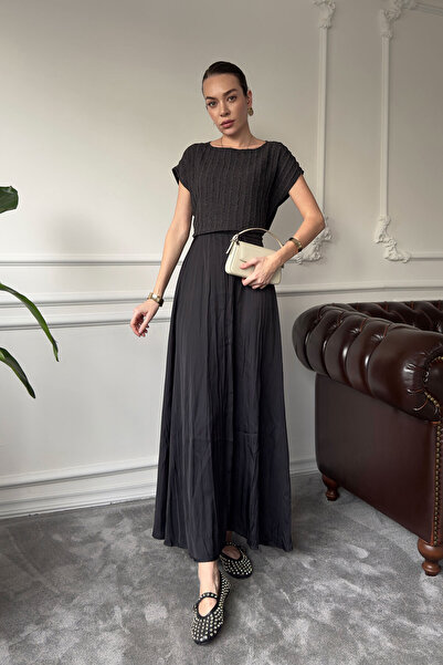 MAGARDE Σατέν φούστα με ελαστική μέση - ΜΑΥΡΟ