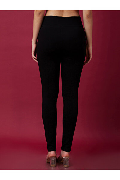 Globus By Styli Black Stretchable Mid Rise Skinny Fit Treggings