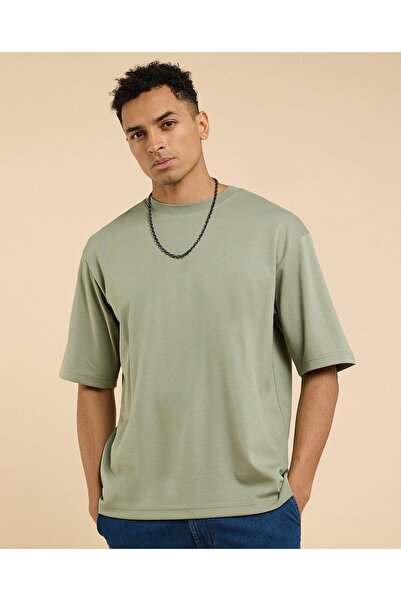 R&B تي شيرت سادة برقبة دائرية وأكمام قصيرة