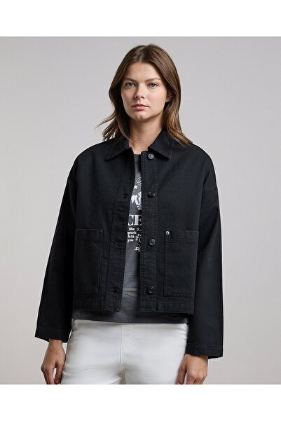 R&B Solid Denim Jacket with Button Closure