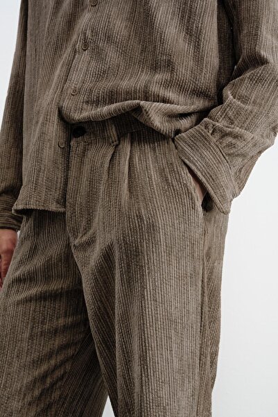 GIESTO Plied Velvet Brown Pants