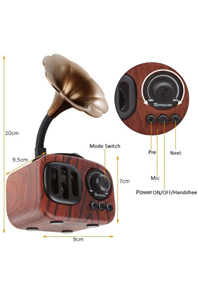 MANDU B5 wooden gramophone speaker with wireless