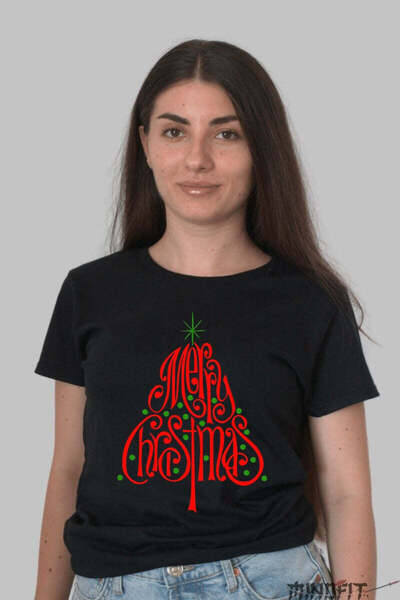 GILDAN Tricou De Craciun Pom Stilizat Cu Mesaj Festiv Dama