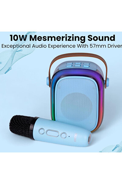 Mihai Bluetooth speaker with wireless microphone KP K01 with RGB lights and vocal effects