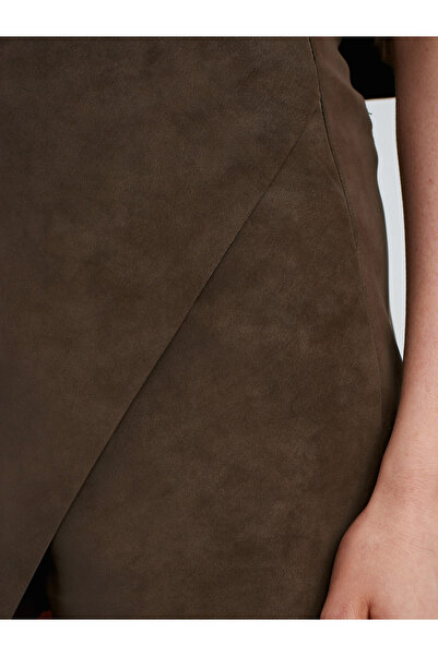 Dilvin 81067 Asimetric fustă pantalon scurtă -Kaki