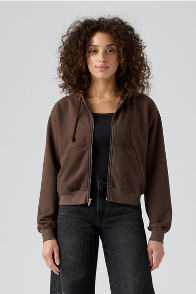 Levi's Heritage Full Zip Kadın Kahverengi Hoodie H225 Garment Dy