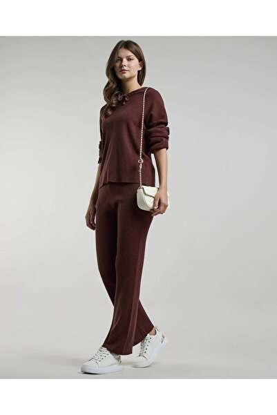 R&B بنطال واسع واسع الأرجل بخصر مطاطي