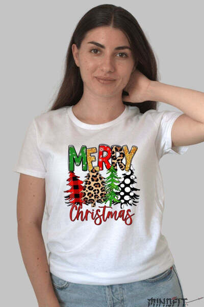 GILDAN Tricou De Craciun Merry Christmas Cu Brazi Colorati Dama
