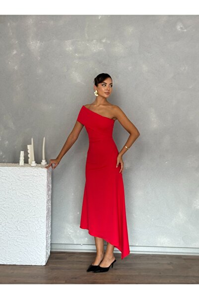 Nesil One Shoulder Skirt Asymmetrical Cut Body-Hugging Long Lunara Evening Dress