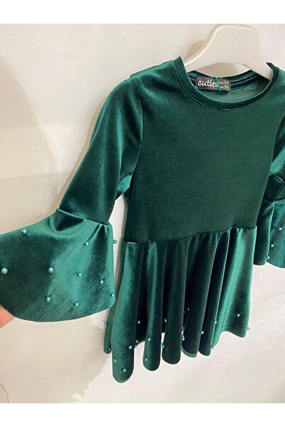 Ugly Duck 04-12 Years Old Pearl Velvet Dress - Green