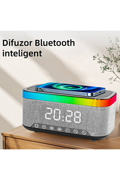 HA 4 in 1 Portable Speaker with 12 Lighting Modes MD S300 Bluetooth Watch Wireless Charger